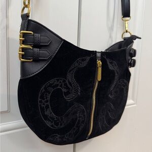 Killstar Black Gold Adder Snake Serpent Shoulder Bag Purse